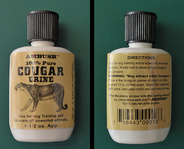 A bottle of cougar urine