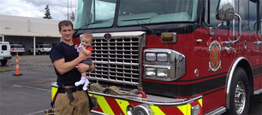 Fireman with his baby boy