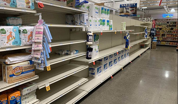 Empty shelves during the coronavirus pandemic
